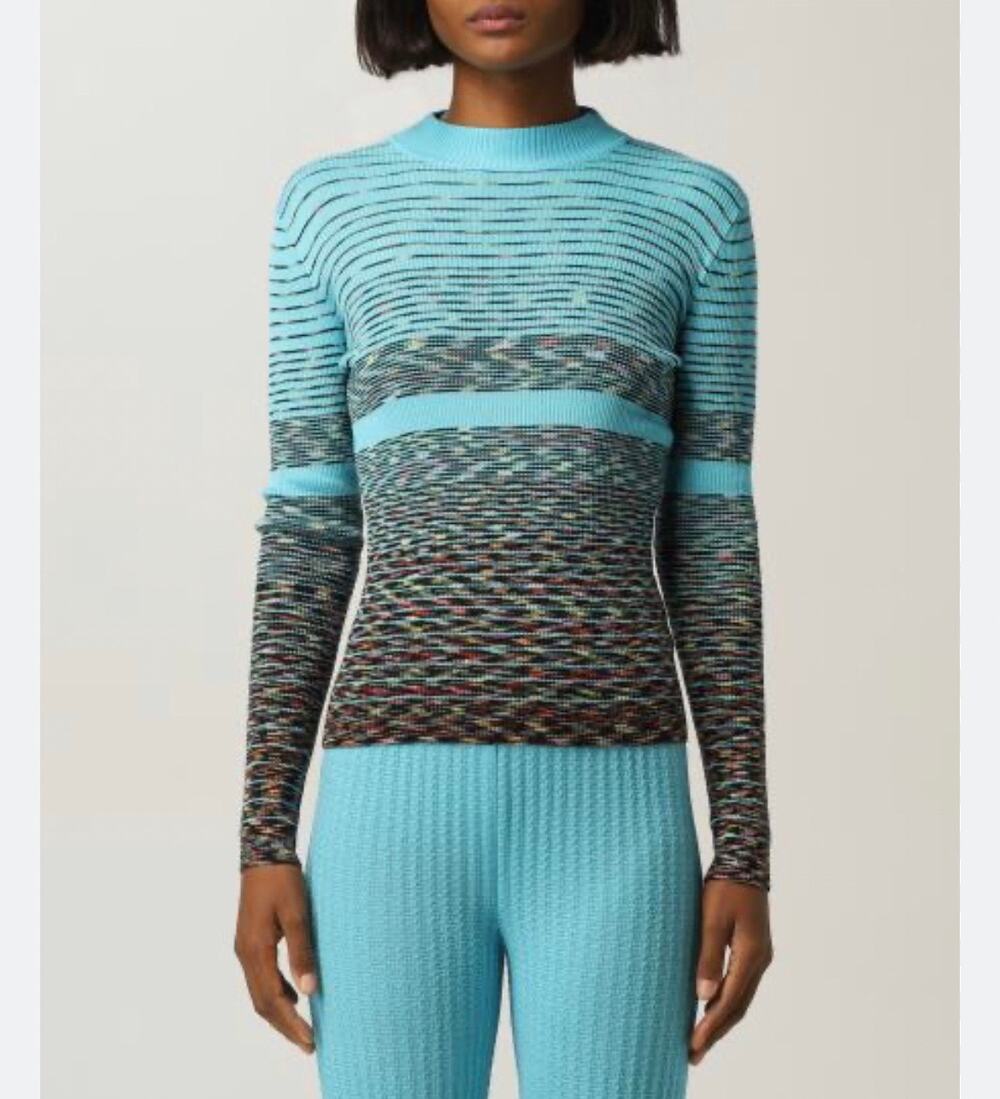 M Missoni Collection patterned intarsia-knit wool blend Sky sweater size 38/ US2